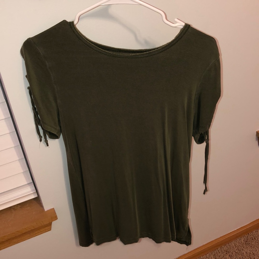 Tillys Short Lace Up Sleeve Shirt